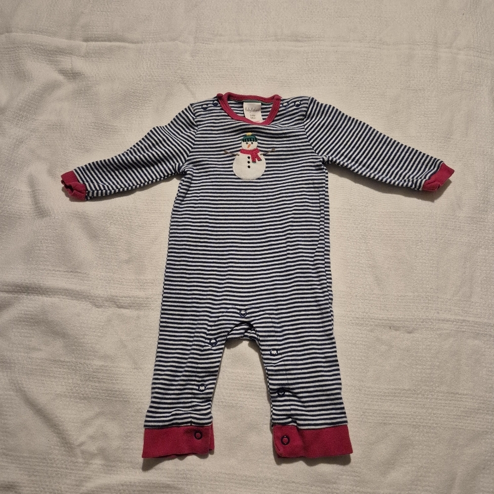 Baby Boden boys or girls 3-6 months blue and white striped romper VGUC